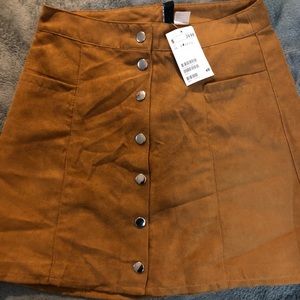 Suede button up skirt
